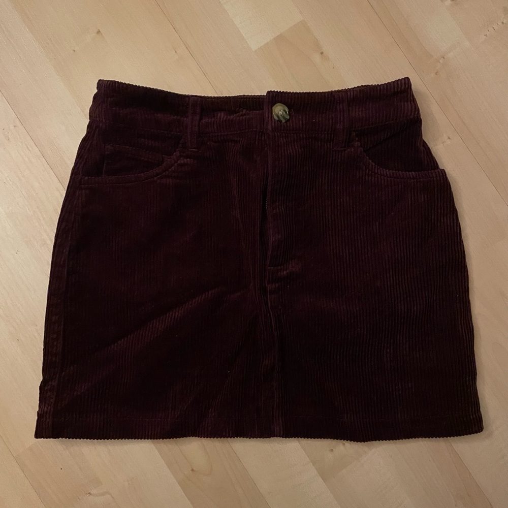 Burgundy Corduroy Mini Skirt